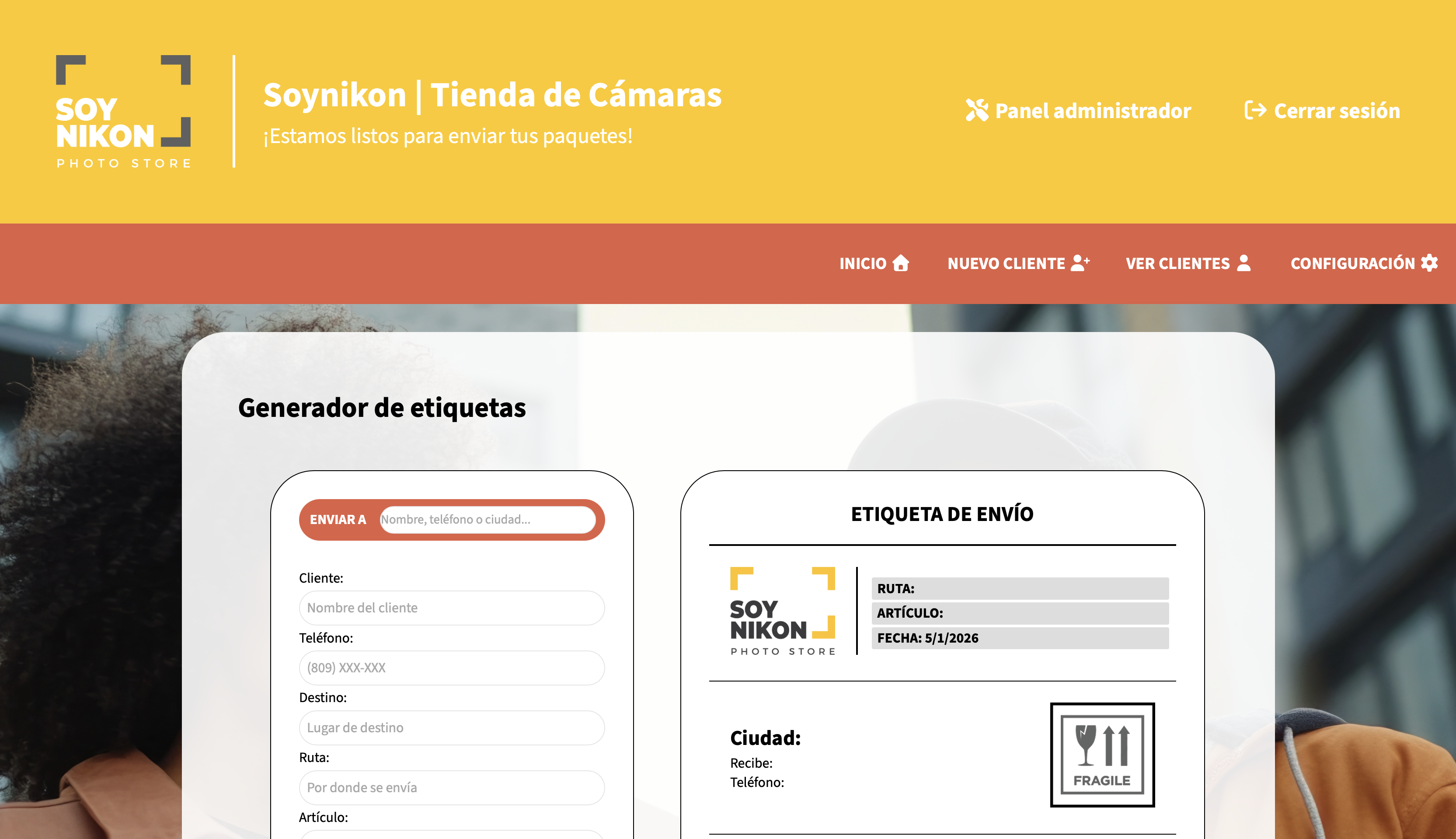 Screenshot of Label Generator Web App