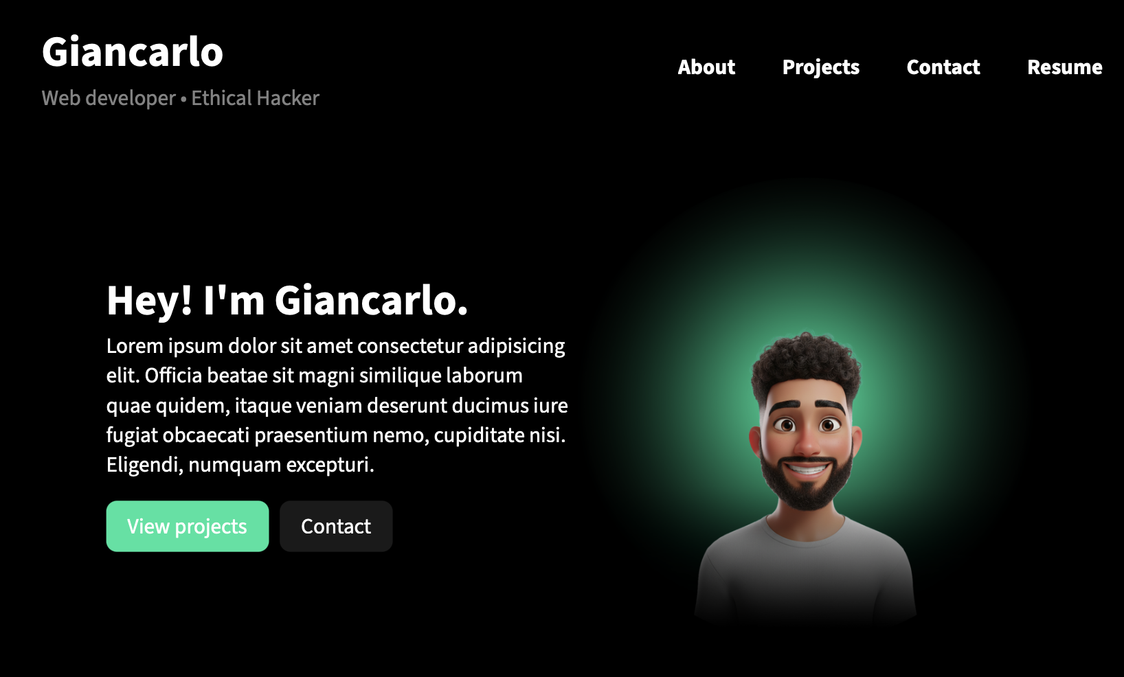 Screenshot of Giancarlo's Portfolio Website